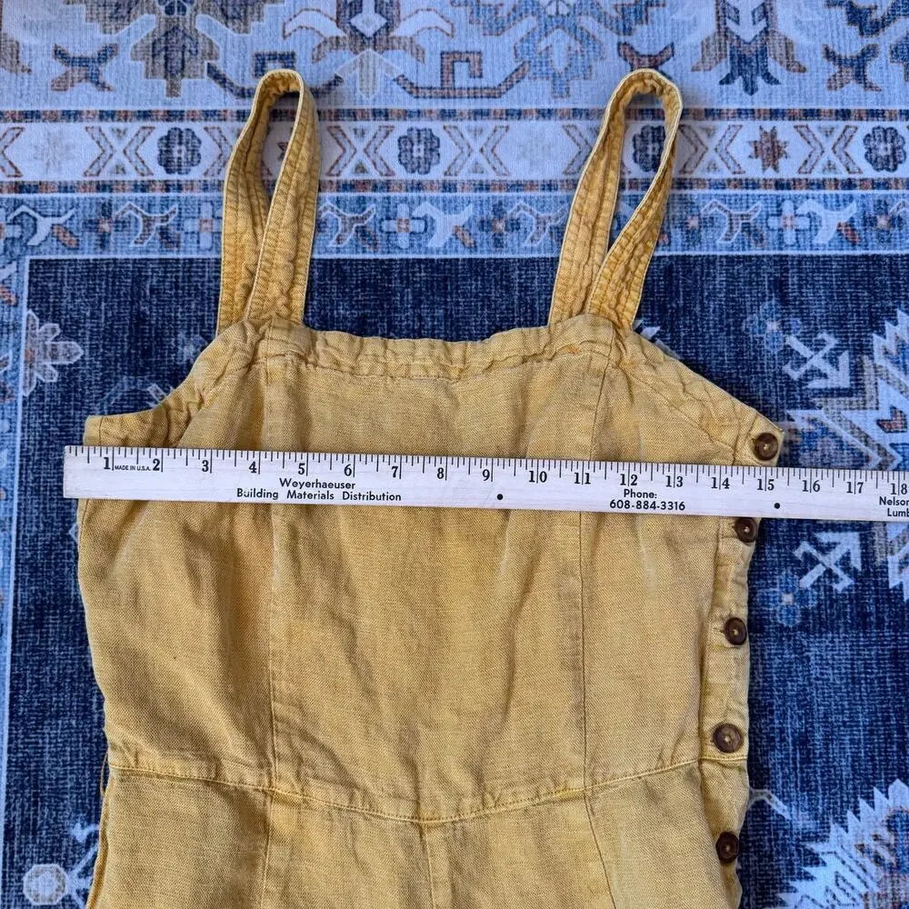 C&C California Yellow Overalls Linen Blend Women’s Size 4 - Picture 11 of 12